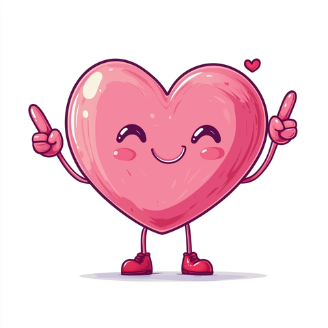 爱心角色和平手势