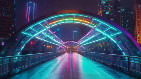 城市霓虹天桥