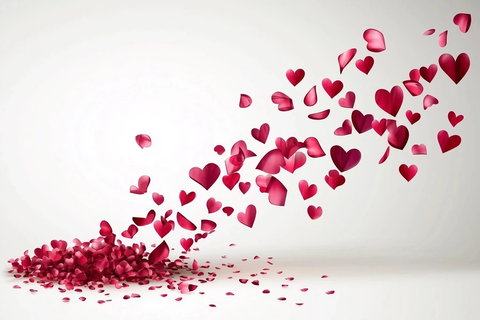 粉色心形纸屑飘落