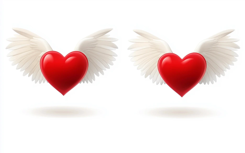心形翅膀图标飞向不同方向