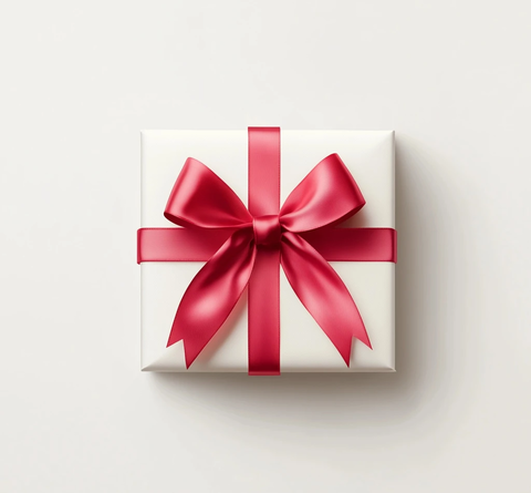 白色礼盒红丝带