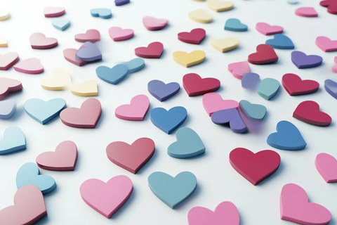 3D心形彩纸飞散