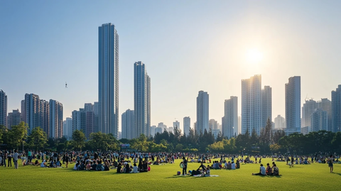 阳光下的城市公园