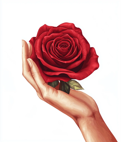 手持红玫瑰
