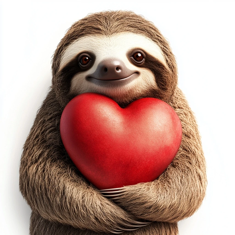 微笑树懒拥抱红心