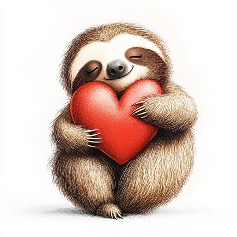 快乐树懒拥抱红心