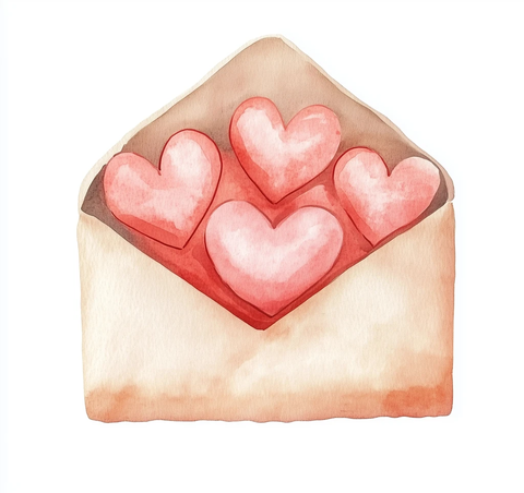 信封内爱心插画