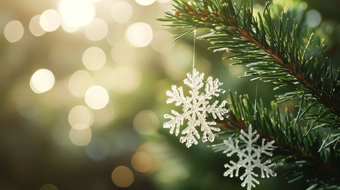 圣诞雪花松枝与文字