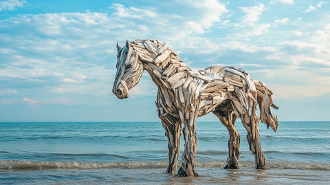 海滩上的漂流木马