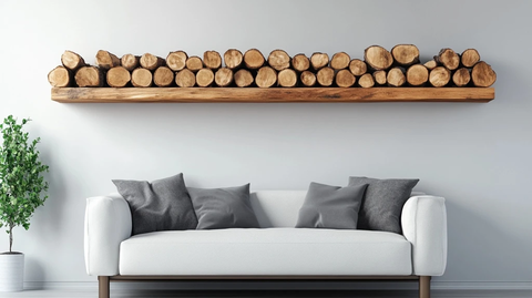 现代客厅沙发白墙木架