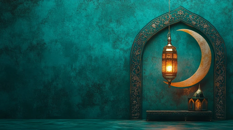 开斋节祝福与清真寺灯笼