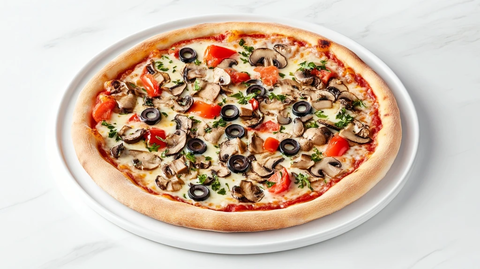 素食披萨配蘑菇番茄