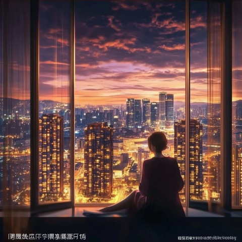 窗前的城市夜景