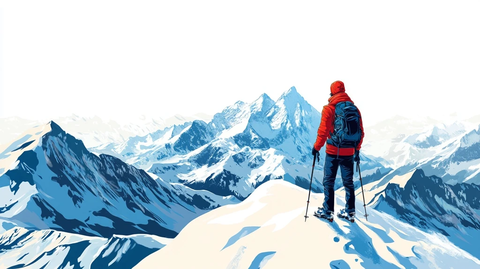 旅行者站在雪山之巅