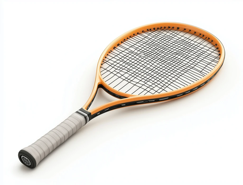 白色背景下的网球拍