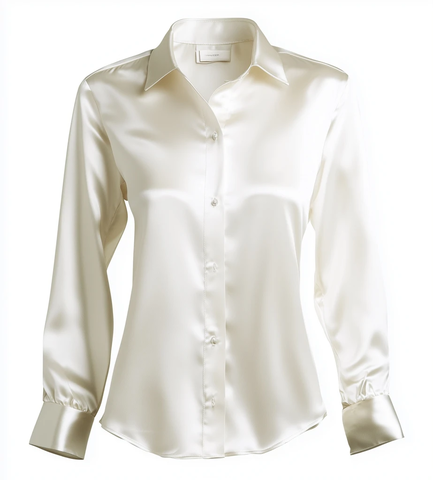 白色丝绸长袖女式衬衫