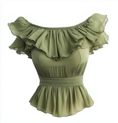 绿色露肩女装上衣