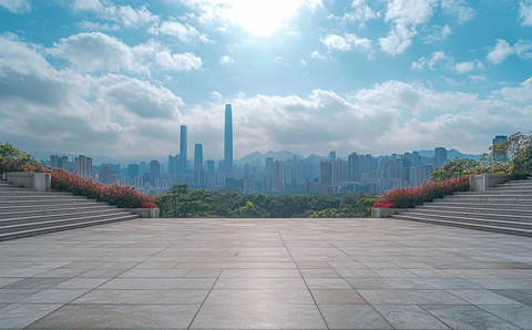 广场上的城市风光