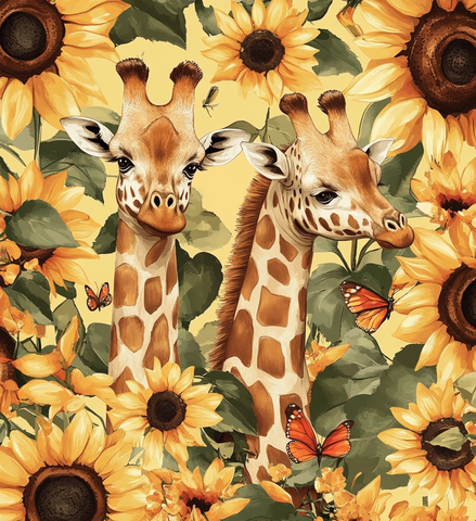 向日葵与长颈鹿