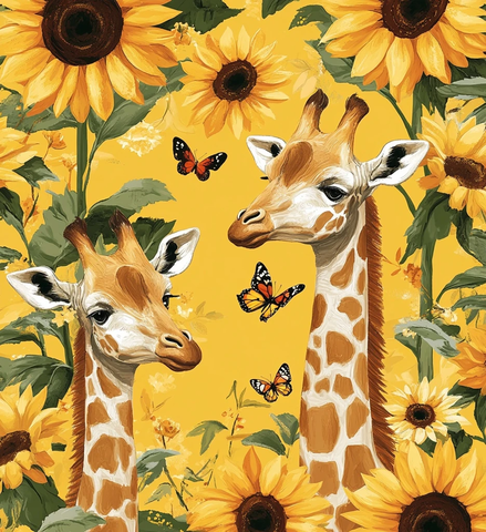 向日葵与长颈鹿