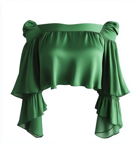 绿色露肩女装上衣