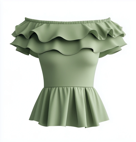 绿色露肩女装上衣