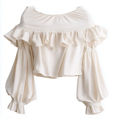 露肩白色上衣