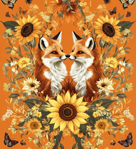 向日葵与蝴蝶中的国王狐狸