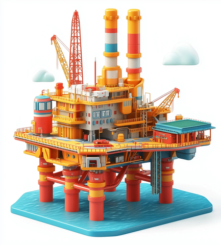 卡通风格石油平台