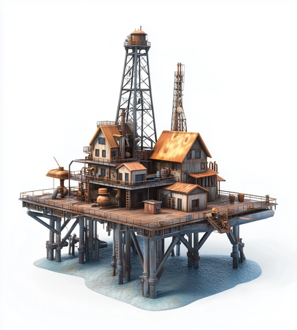 3D卡通石油钻井平台