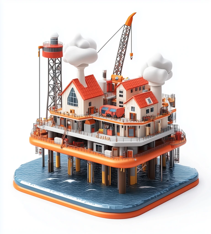 3D卡通石油钻井平台