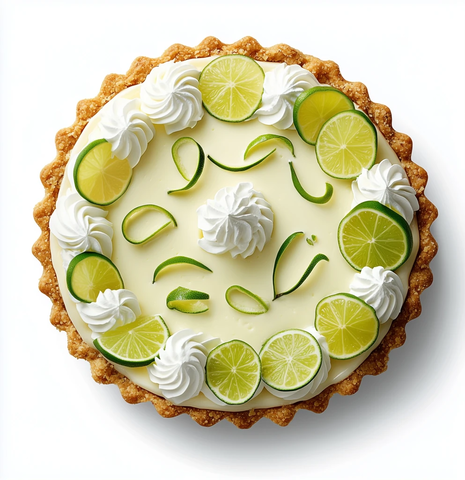 青柠派配奶油和青柠片
