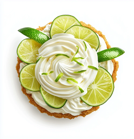 青柠派配奶油和青柠片