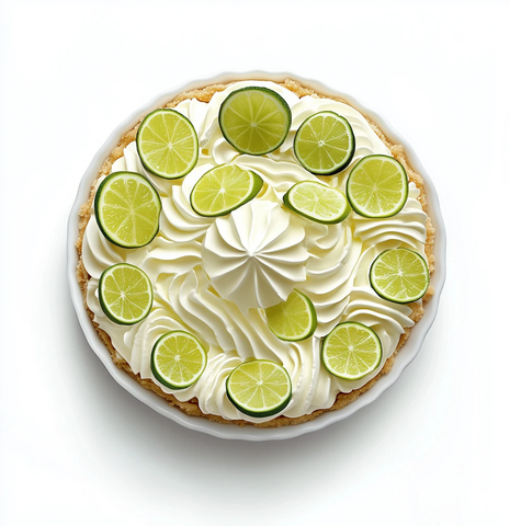 青柠派配鲜奶油和青柠片