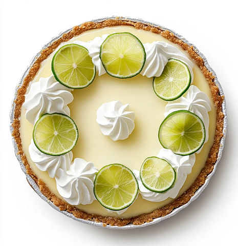 青柠派配奶油和青柠片