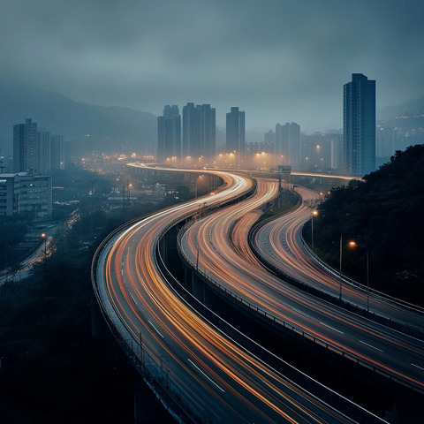 夜色中的立交桥