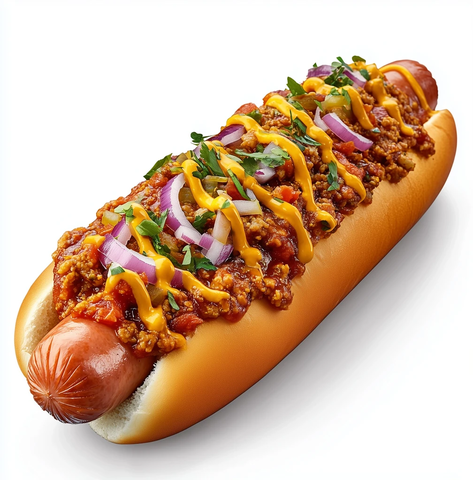 热狗配香肠番茄酱芝士