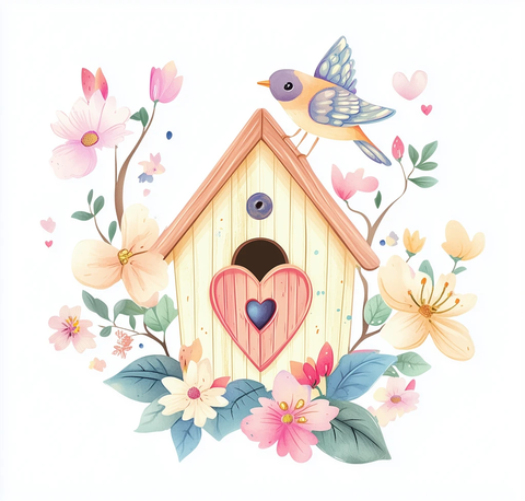 鸟窝心形门春景