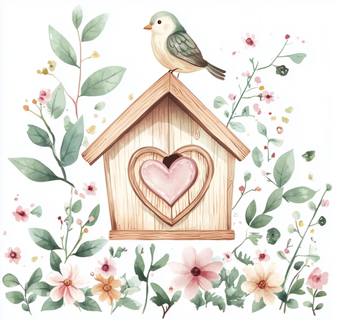 鸟窝心形门春景图