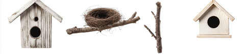 木制鸟屋与鸟巢