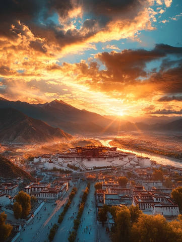 日出下的布达拉宫