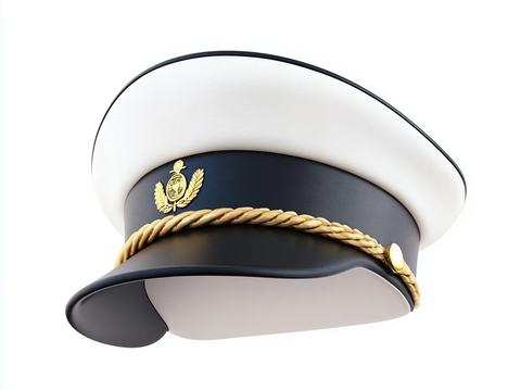 船长帽黑金装饰
