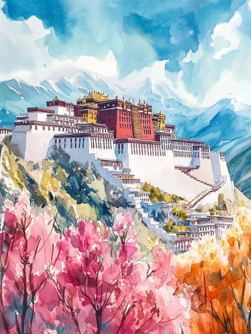 布达拉宫水彩画