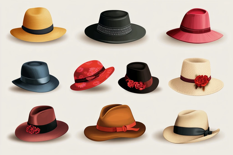 男女帽子白色背景艺术风格