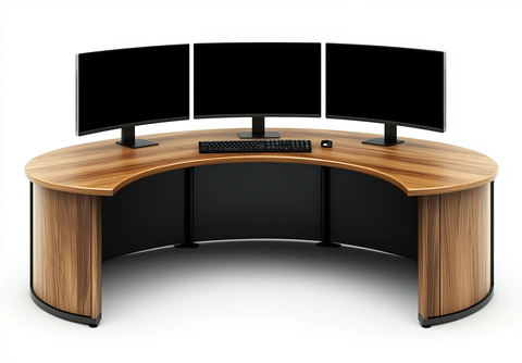 弧形办公桌与显示器