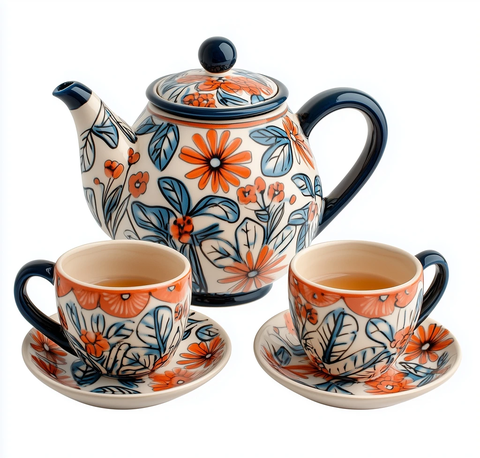 陶瓷茶具花卉图案