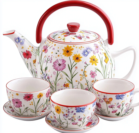 卡通花卉陶瓷茶具