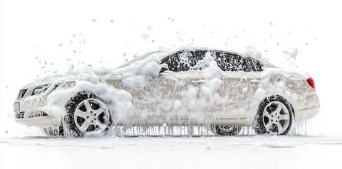 泡沫覆盖的汽车