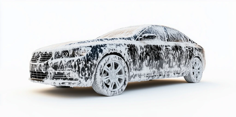 汽车覆盖肥皂泡沫