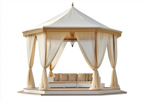 白色和米色织物优雅帐篷